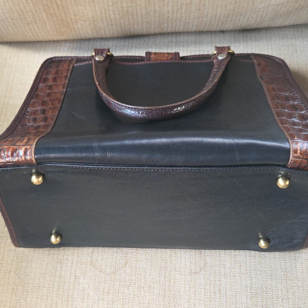 Brahmin Vintage Brown and Black Leather Handbag - Picture 4 of 4